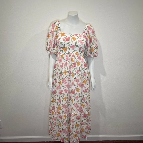 Boutique Floral Maxi Dress Pink and White - Picture 2 of 2